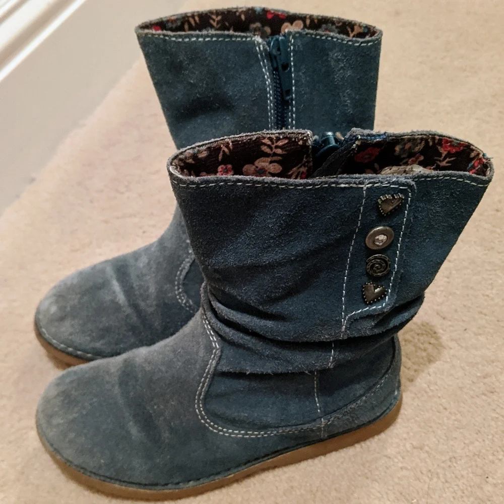 Circo Blue Leather Suede Boots Size 10